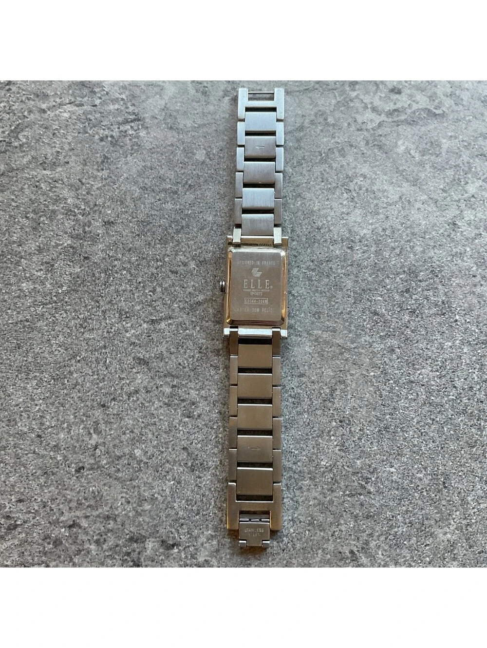 Vntg Elle Sports Designed In France Womens Tank Style Watch 23mm Silver Tone BCF